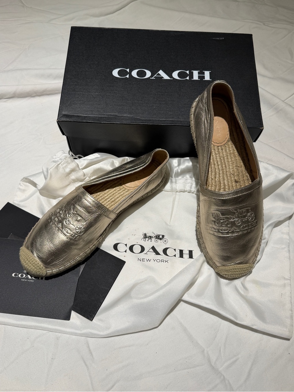 Metallic Leather Espadrille Loafers -Women